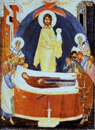 Dormition of the Mother of God, by Theophanes, http://www.orthodox.net/ikons/dormition-theophanes-the-greek-01.jpg