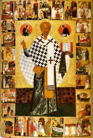 St Nichoals the Wonderworker, with scenes from his life. 