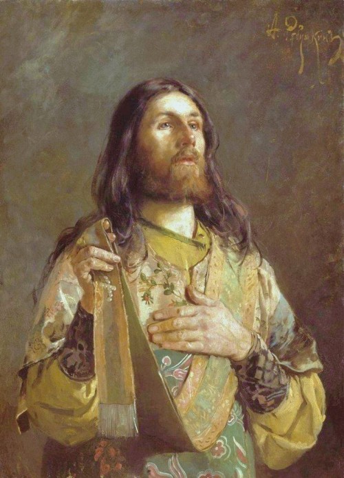 A deacon intoning a litanty, by Andrie Ryabushkin