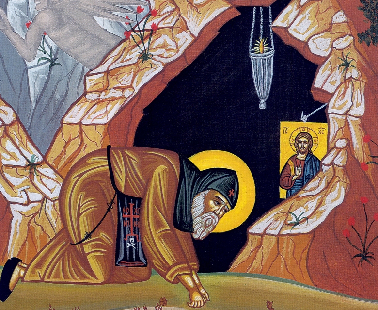 St Ephrem the Syrian making a prostration. https://www.orthodox.net//ikons/ephrem-the-syrian-03-prostration.jpg